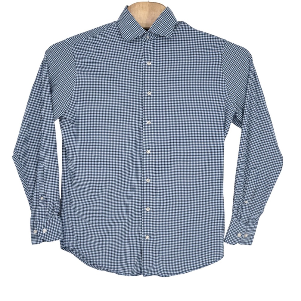 Peter Millar Crown Crafted Mens Blue Gingham Performance Shirt MF19EW503DNL M